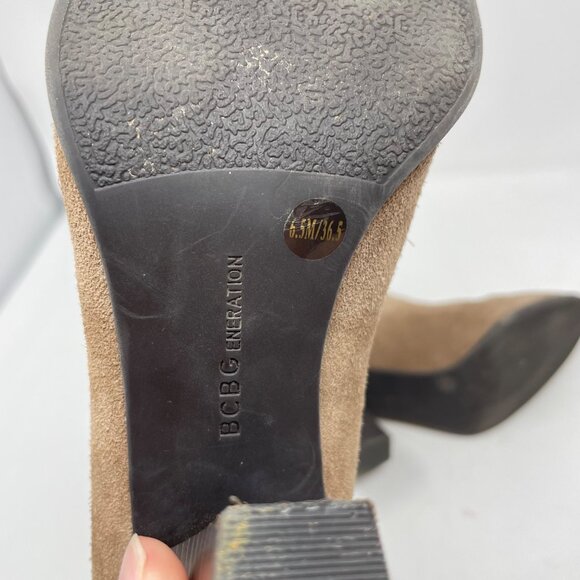 BCBGeneration Kleina Bootie Size 6.5 Tan Suede Stacked Heel Back Zipper - Picture 11 of 12